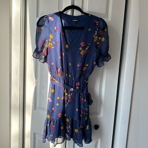 Express Navy Floral Mini Dress XS
